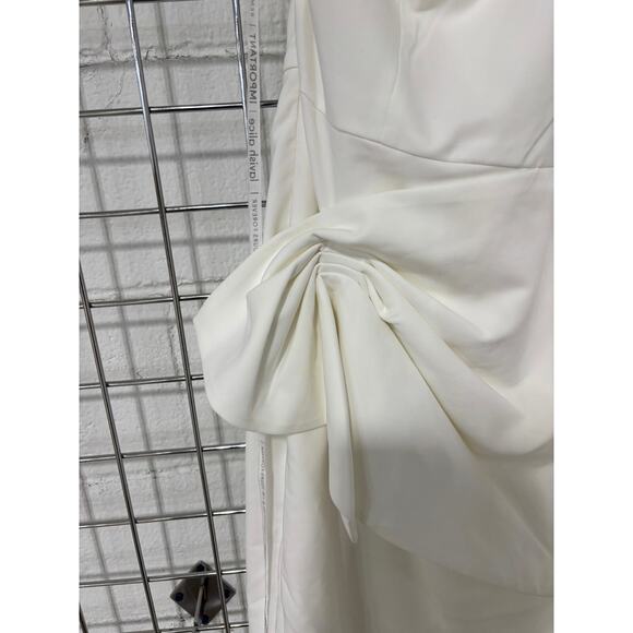 Bride Party Dress Shower Plus 14 White Draped Ruffle One Shoulder Lavish Alice - Picture 3 of 8